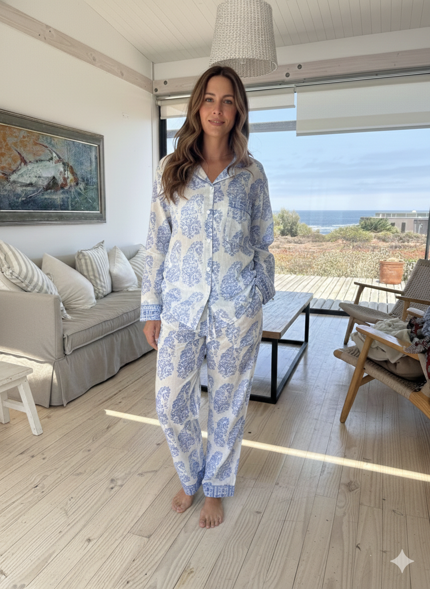 Pijama paisley celeste