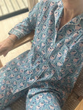 Pijama cotton celeste